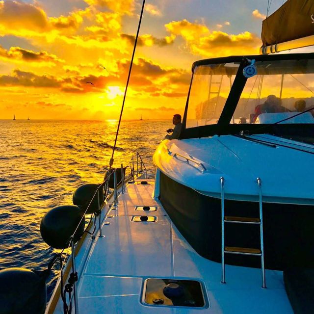 Santorini: Catamaran Cruise with Meal & Open Bar - Sunset from the water