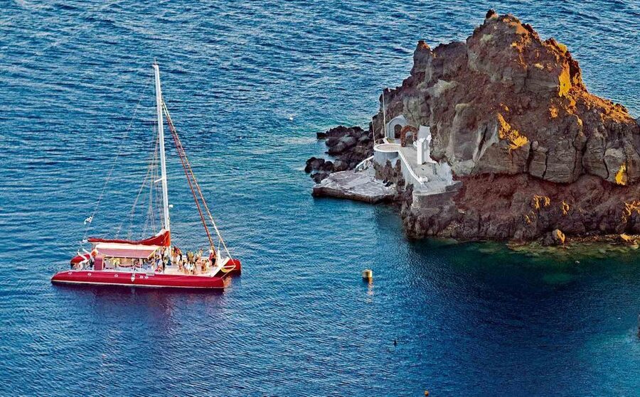 Santorini: Cruise Catamaran with BBQ & Drinks Day or Sunset - Sailing Past the Volcano Islands