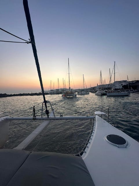 Santorini:Cruises with Catamaran around the Volcanic Island. - Crew service and comfort on board