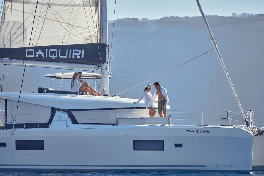 Santorini: Day Luxury Catamaran Cruise with Meal & Drinks - Thirassia gives you the first real swim