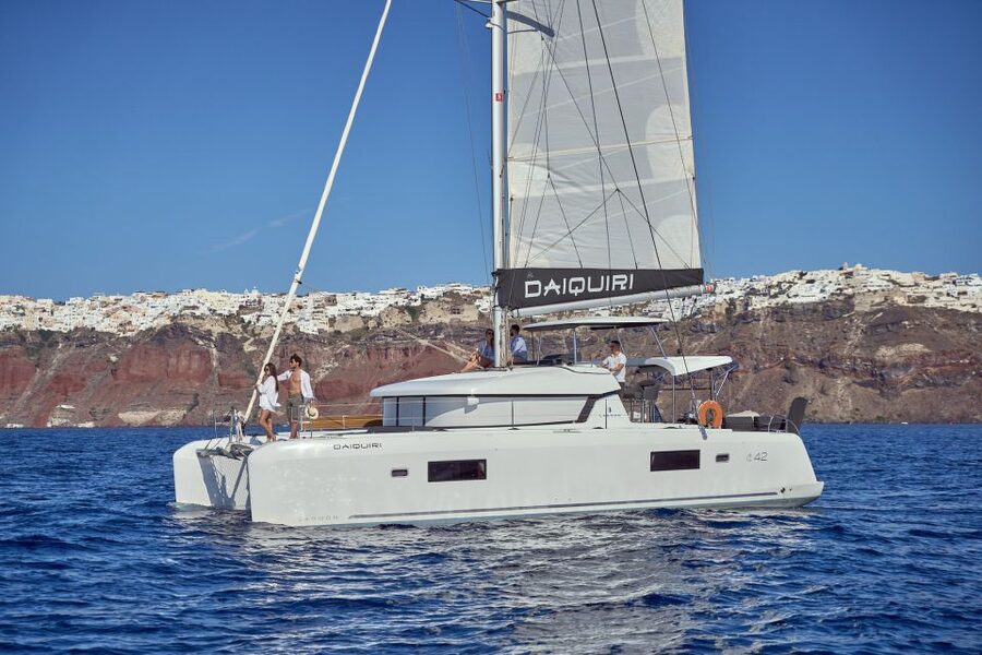 Santorini: Day Luxury Catamaran Cruise with Meal & Drinks - A Greek BBQ with room for real variety