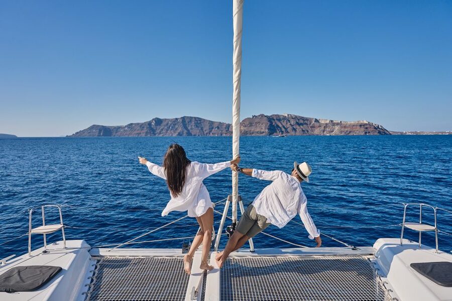 Santorini: Day Luxury Catamaran Cruise with Meal & Drinks - What the $159 price really covers