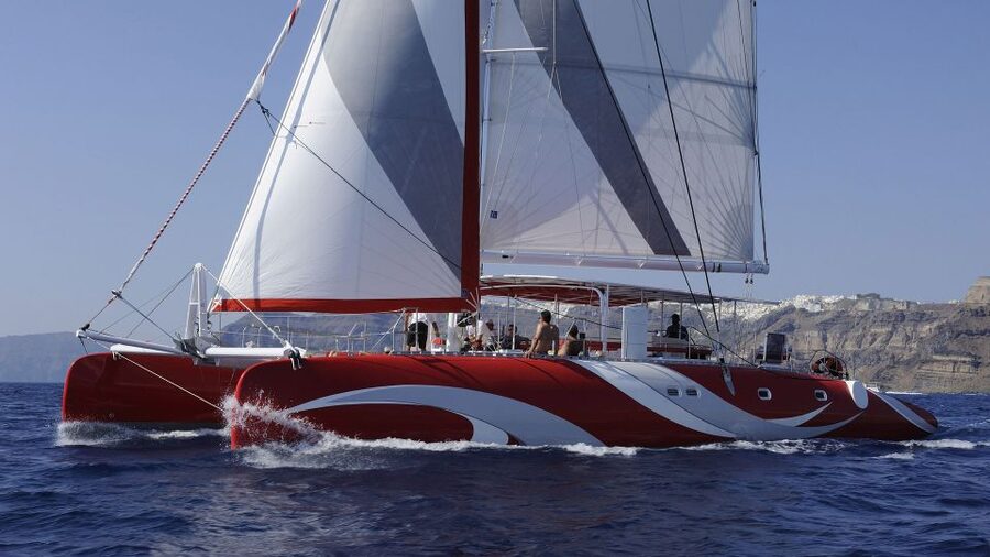 Santorini: Dream Catcher 5-hour Sailing Trip in the Caldera - Indian Head Mountain and the Venetian Lighthouse