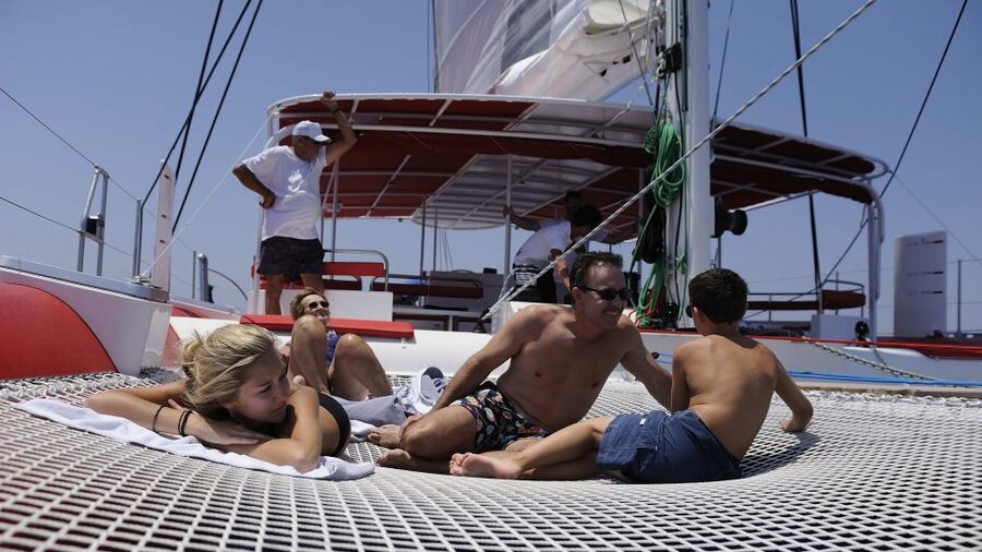 Santorini: Dream Catcher 5-hour Sailing Trip in the Caldera - Boat comfort, crew service, and group size