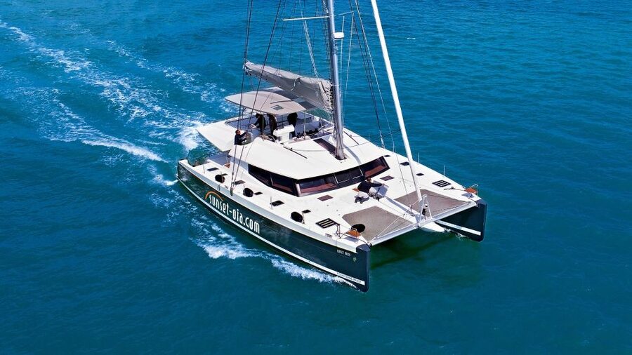 Santorini: Luxurious Catamaran Cruise with Meal & Open Bar - White Beach, lunch, and the longest stop