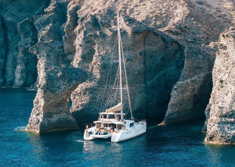 Santorini: Luxury Catamaran Cruise with Lunch, BBQ & Drinks - Setting out from Vlychada Port