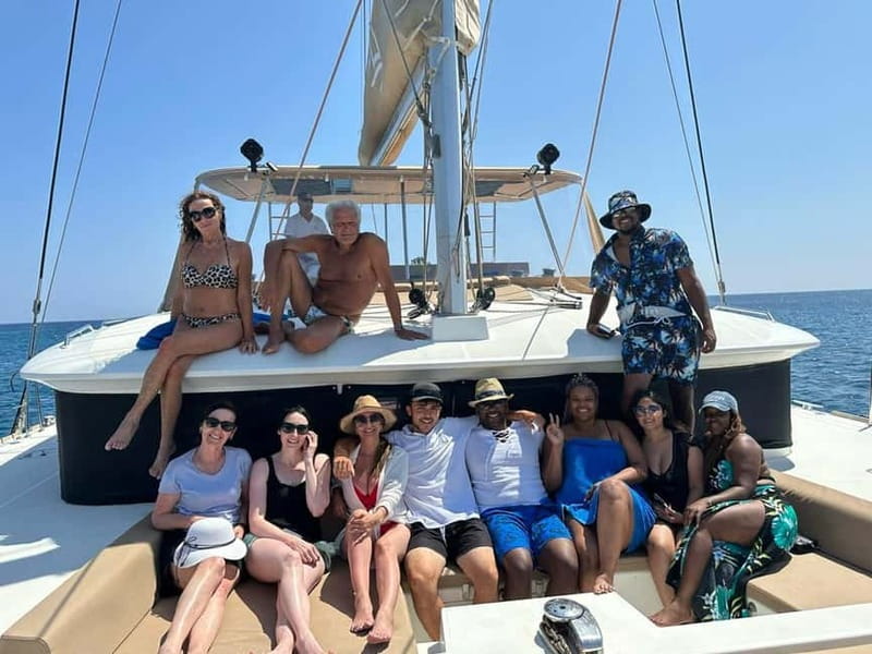Santorini: Luxury Catamaran Cruise with Lunch, BBQ & Drinks - Thirasia combines lunch with open-water time