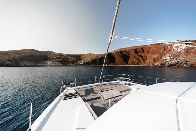 Santorini Luxury Catamaran Private Cruise - Mesa Pigadia is the main swimming stop