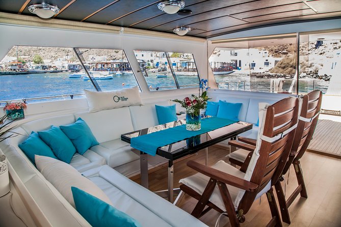 Santorini: Motor Yacht Day Cruise with 5-Course Lunch - Weather, changing routes, and practical limits
