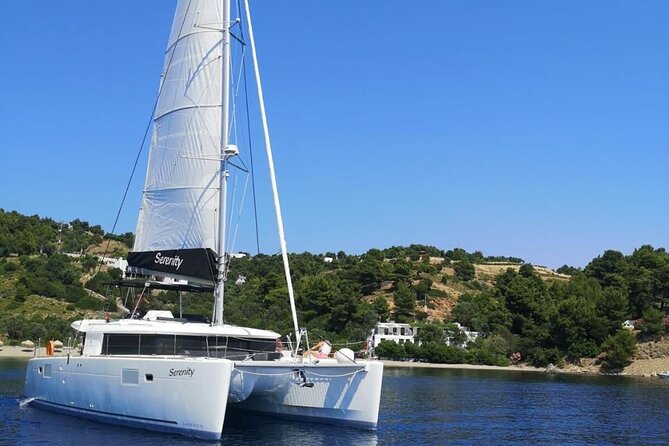 Santorini Oia: Private Sunset Catamaran Cruise with BBQ & Drinks - The southern coast brings the best swimming stops