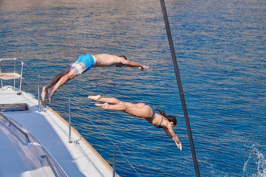 Santorini: Platinum Catamaran Cruise w/ BBQ Meal & Open Bar - The food, drinks, and real value at $117
