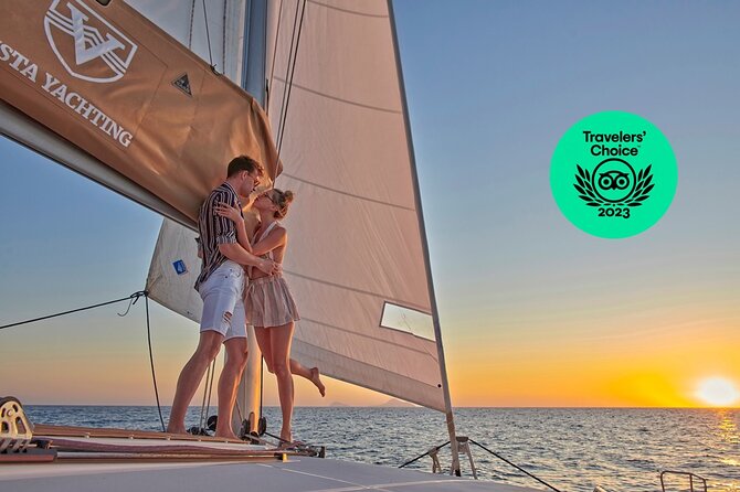 Santorini Platinum Catamaran Cruise with Meal, BBQ and Open Bar - Red Beach and the White Beach cliffs