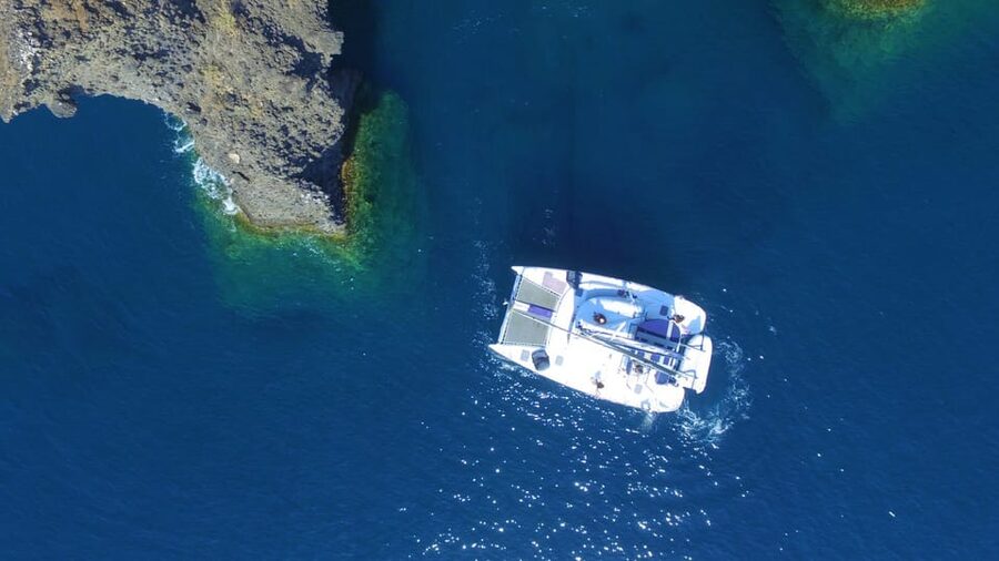 Santorini: Private Catamaran Cruise with Food & Drinks - Lunch, wine, and food made onboard