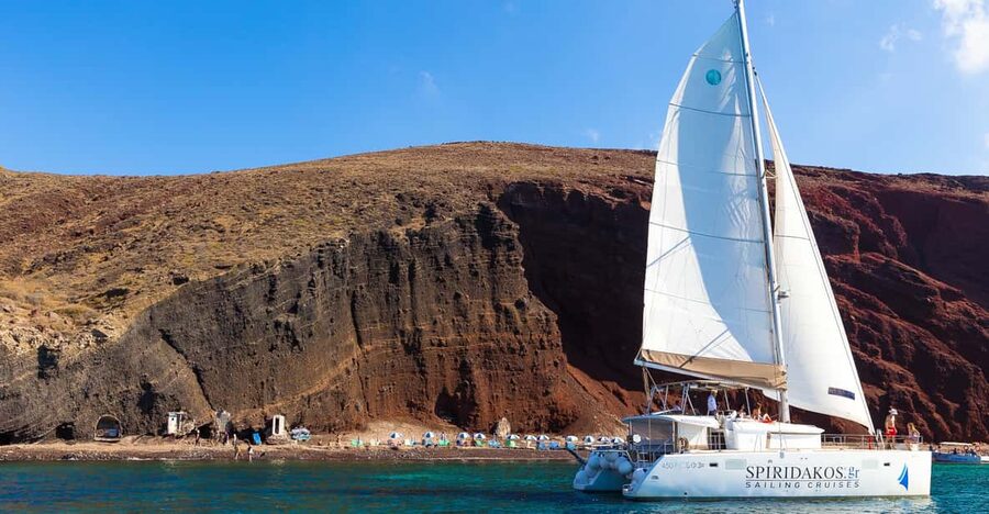 Santorini: Sailing Catamaran Cruise with BBQ and Drinks - Key points at a glance
