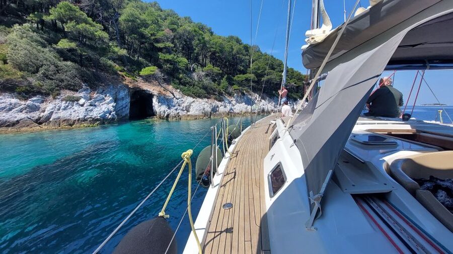 Skiathos: Full-Day Sailing Cruise with Lunch - Dasia Sea Caves and the best water stops