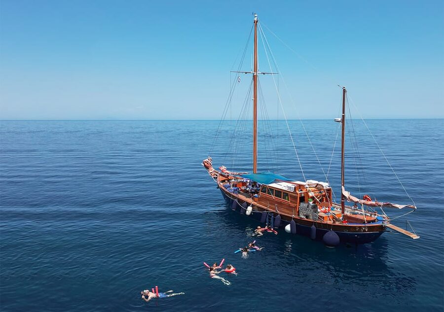 Skiathos: Wooden Sailboat Full- or Half-Day Trip with Meal - A route built around swimming, not beach-hopping