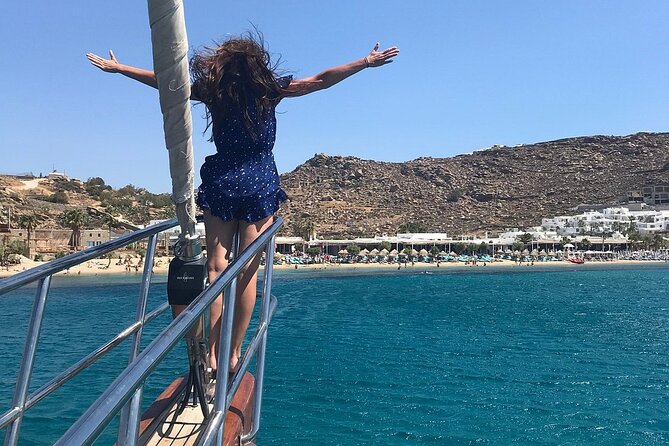 Sunset Sail Cruise to Rhenia, Mykonos Beach Safari, Dinner&Drinks - Rhenia: two hours of swimming from the yacht